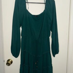 Elegant Teal Long Sleeve Dress